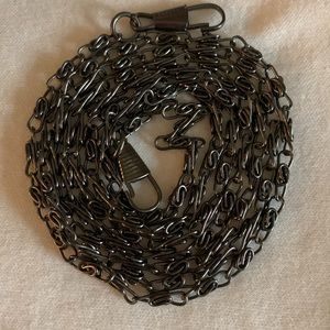 47” delicate gunmetal chain for crossbody wallet conversion.